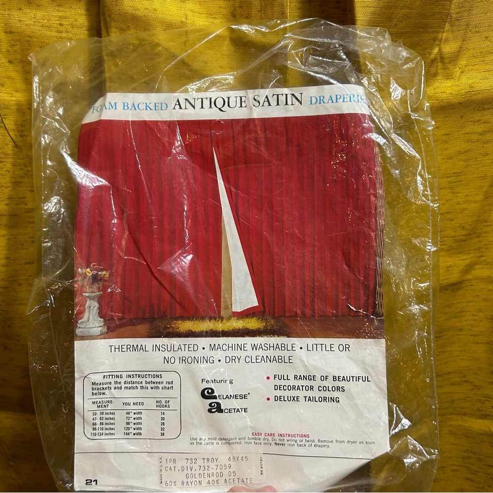 Vintage Antique Satin Draperies NWT
